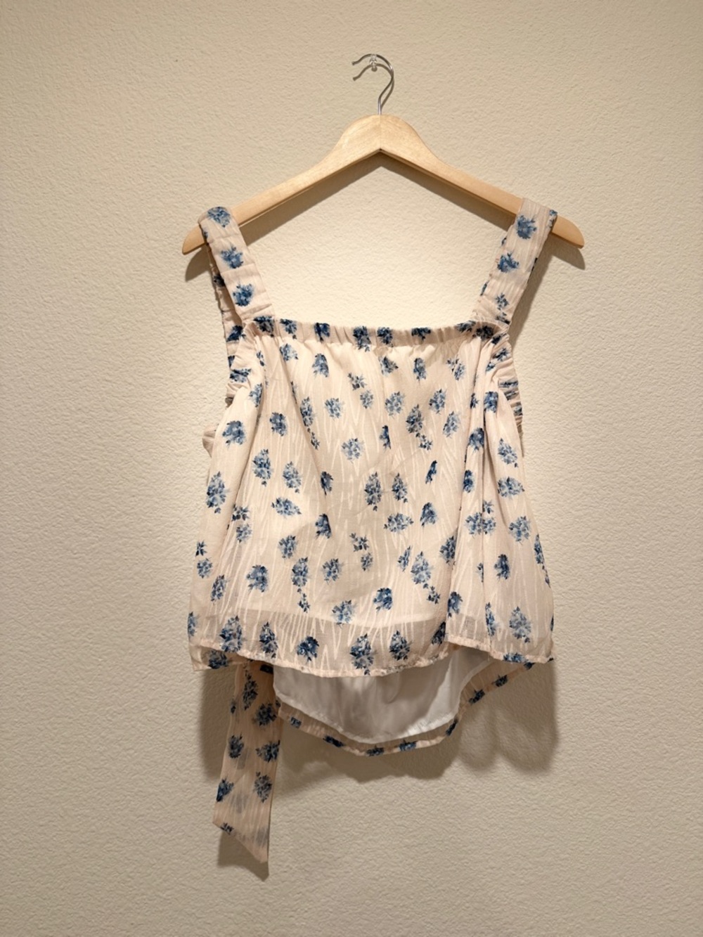 SHEIN Cream Camisole with Blue Floral Print
